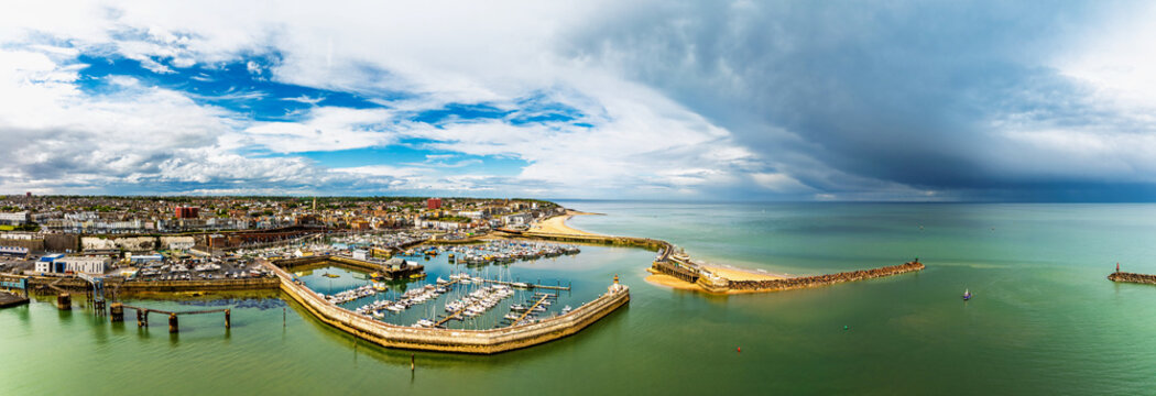 Port of Ramsgate from a drone, Ramsgate, South-East England