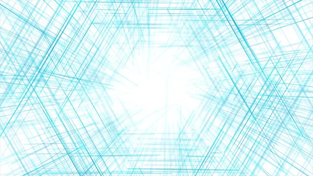 Abstract background, architectural cyber wireframe structure with blue network grid lines on white backdrop. Futuristic digital motion design. Seamless loop. Video animation Ultra HD 4K 3840x2160