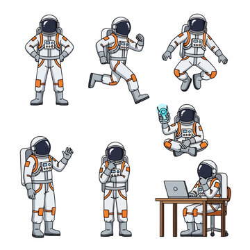 Astronauts in Various Poses and Activities Collection.