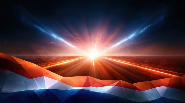 Futuristic Horizon with Abstract Geometric Landscape and Bright Light