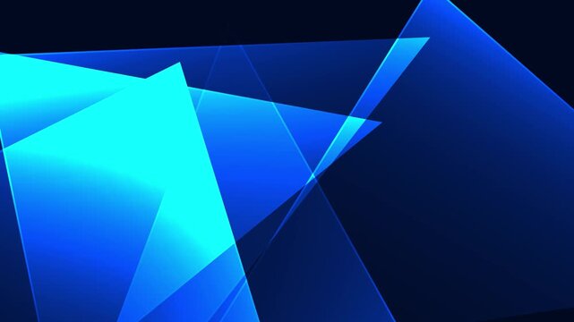 Abstract animated background with dark blue gradient colors and random moving and rotating triangles, creating modern futuristic motion graphics ideal for ads, digital art, or elegant corporate themes