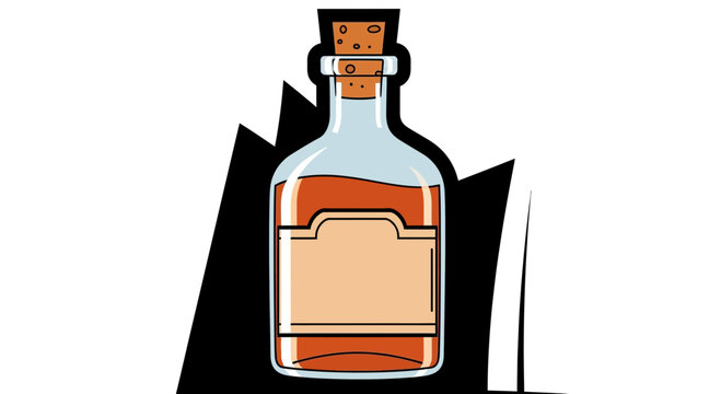 Vintage Glass Bottle with Cork and Blank Label Vector Art