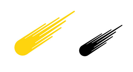 Yellow and Black Comet Icons, Meteor Streak, Space Element, Vector Illustration © gan