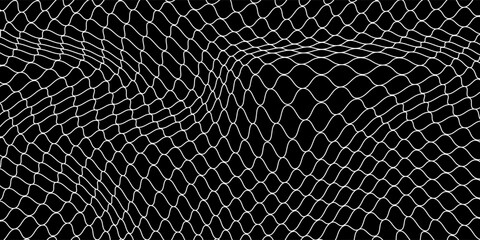 Fishing or soccer net. Repeated hexagon pattern. Black wired mesh texture isolated on white background.ilustrasion modern. © BAHAYA