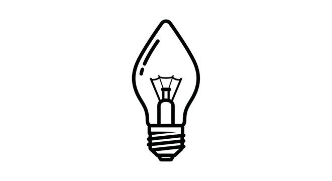 Line art illustration of a candle flame tip light bulb. Concept of idea, innovation, electricity, and illumination.