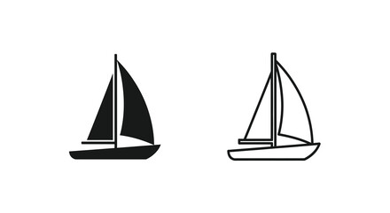 Fototapeta premium Sailing Boat Silhouettes On White Background Nautical Vector Illustration