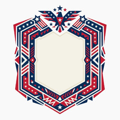 Fototapeta premium American Eagle Emblem with Stars and Stripes Border and Blank Center