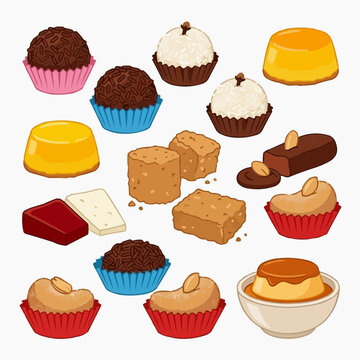 Assortment of Brazilian Brigadeiros Beijinho Pudim and other sweets