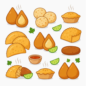 Brazilian Snacks Assortment Coxinha Pastel Bolinho de Queijo Empadao and Risole
