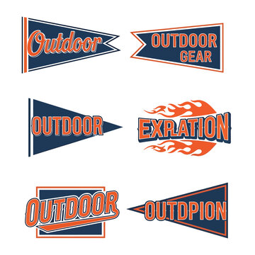 Set of vintage outdoor adventure and exploration typographic logo designs.