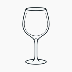 Obraz premium Empty wine glass outline simple illustration on white background