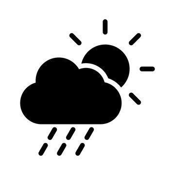 PNG Weather icon with sun, cloud, rain on transparent background