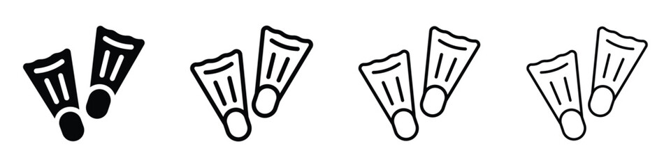Pair of black and white swimming fins icons for water sports and diving © LOBSTER LARRY