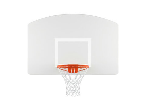 Professional basketball hoop with white backboard isolated on, basketball isolated on transparent background