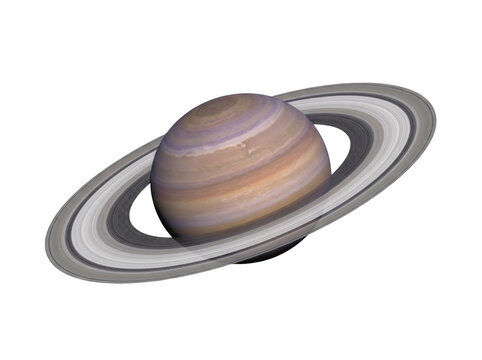 Planet saturn with rings showing gaseous atmosphere isolated on, astronomy isolated on transparent background