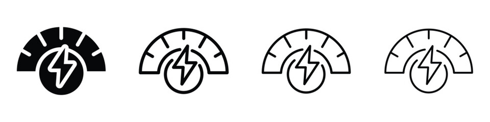 Speedometer icon with lightning bolt symbolizing power and performance © LOBSTER LARRY