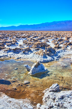 Salt Formations and Water Pools in Devil's Golfcourse Death Valley California