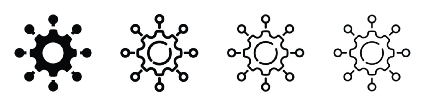 Centralized system with interconnected nodes and a central gear mechanism
