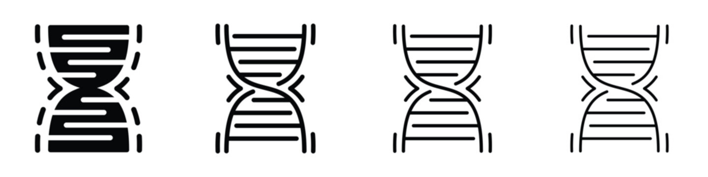 Set of DNA helix icons representing genetic code and molecular biology research