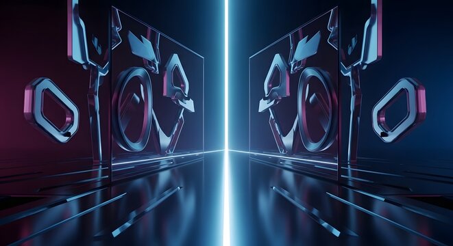 3D image of a room with speakers acoustic interior render modern audio space