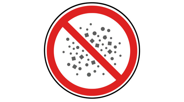 Anti dust prohibition sign icon representing clean air and allergen free environment. EPS Editable