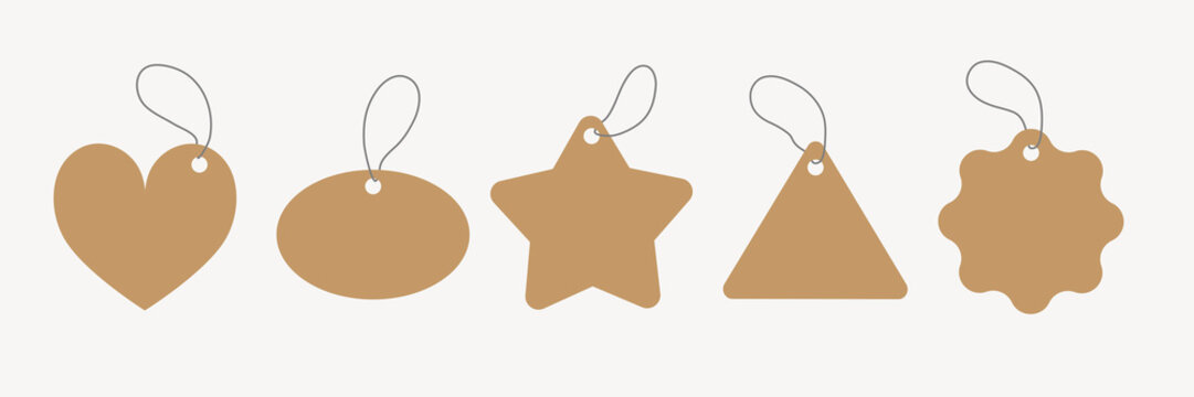Assorted blank kraft tags vector set
