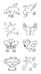 Fototapeta premium Minimalist line art symbols collection vector