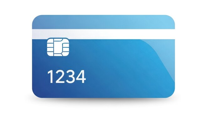 Modern credit card illustration with electronic chip and number 1234