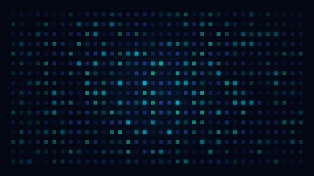 Glowing pixel grid, blue cyan squares on dark , abstract digital pattern for technology design