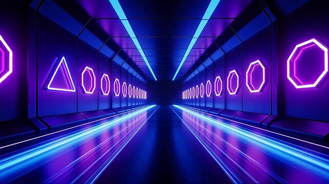 Futuristic neonlit corridor