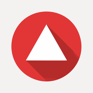White Triangle Inside Red Circle with Long Shadow