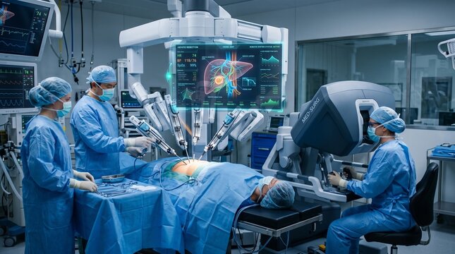 Robotic AI Assisted Surgery in Modern Hospital