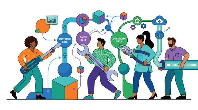 Diverse Data Engineering Team Optimizing Digital Infrastructure and Customer Insights Architecture for Scalable Business Growth