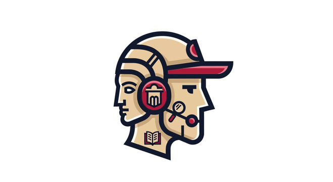 Dual Persona Concept: Modern Tech vs. Traditional Knowledge Icon