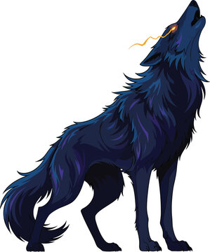 Howling Wolf Illustration with Glowing Eyes
