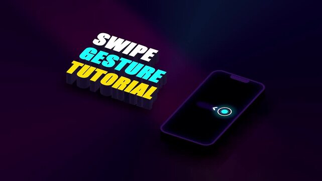 3d mobile app tutorial showing swipe gesture on a smartphone