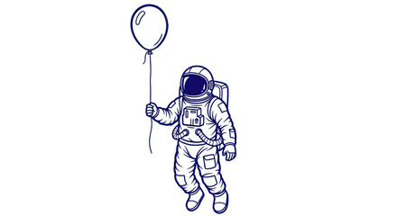 Astronaut Floating With Balloon in Space © hidayati