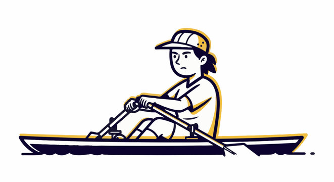 Person rowing a small boat with oars outdoors leisure activity.