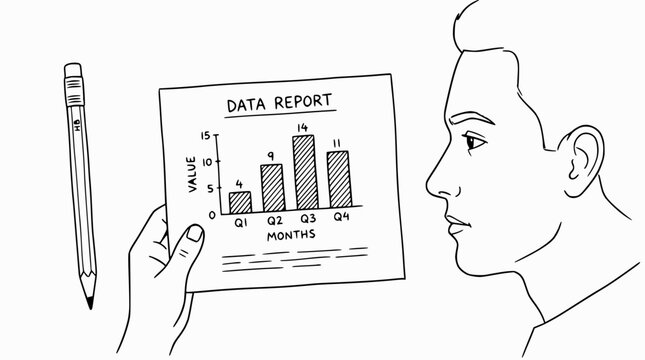 Man Analyzing Data Report Bar Chart