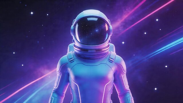 Astronaut in space suit with colorful background