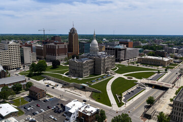 Michigan State Capitol Lansing Aerial View of Historic Dome and Michigan Government Landmark © Grindstone Media