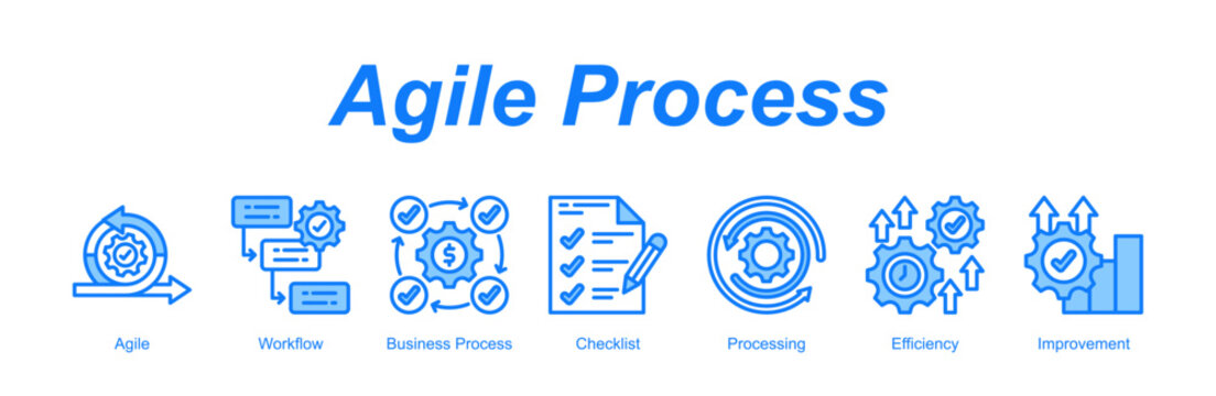 Agile Process banner web icon vector illustration concept with an icon of Agile, Workflow, Business Process, Checklist, Processing, Efficiency, Improvement 
