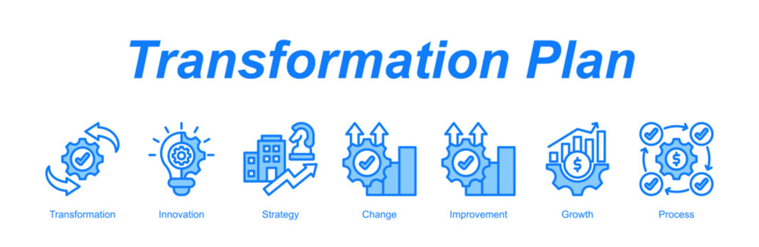 Transformation Plan banner web icon vector illustration concept with an icon of Transformation, Innovation, Strategy, Change, Improvement, Growth, Process 