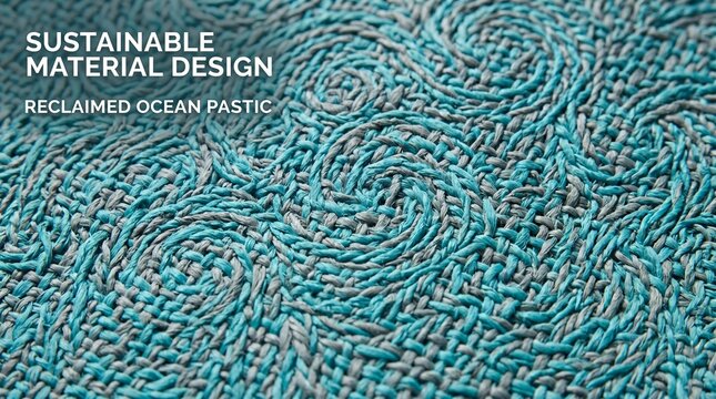 Sustainable Material Design Made from Reclaimed Ocean Plastic, Eco-Friendly Woven Texture