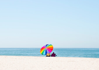 rainbow beach umbrella chair in los angeles california usa