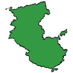 Obraz premium 和歌山県地図 近畿 緑色 筆タッチ 和風 西日本 / A brushstroke map of Wakayama Prefecture / green