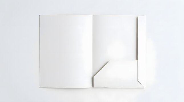 Blank White Presentation Folder Mockup Open with Pocket Top View for Corporate Branding Identity