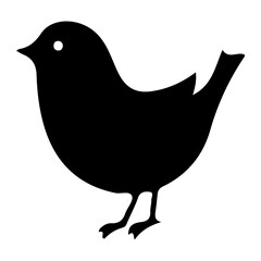 Simple Black Silhouette of a Small Bird Icon. © Nabil