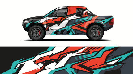 Obraz premium Colorful abstract truck wrap design with lion.