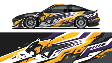 Colorful Racing Car with Dynamic Design Elements. © Wahyu